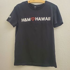 H&M Loves Hawaii Black Cotton Staff Tee Shirt T120